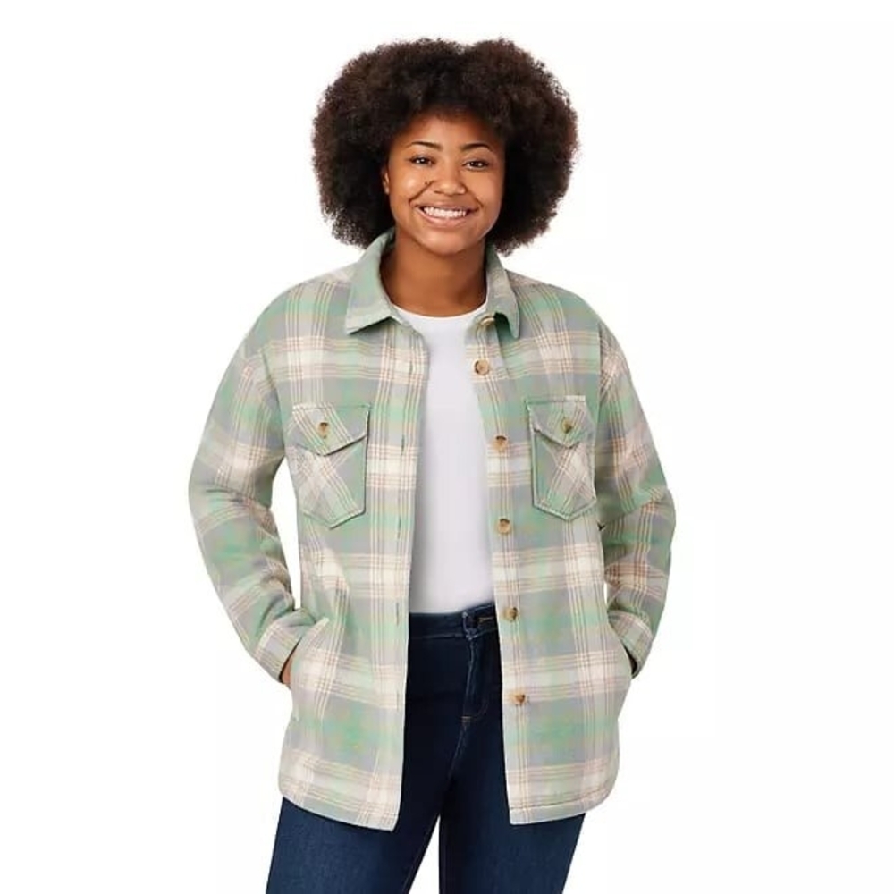 Green Plaid Women's Shacket